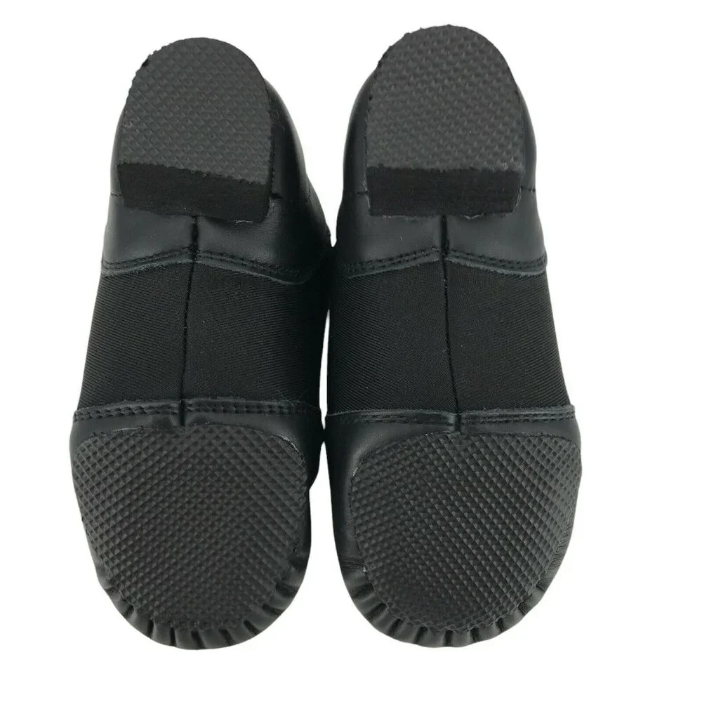 Linodes Girl Toddler Black Leather Low Top Slip On Dance Jazz Shoes Sz 8.5 M - Picture 3 of 6